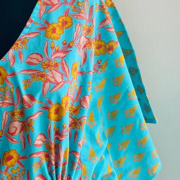 BRAND NEW Summer Cotton Kaftan Blue beach cover loungewear Indian kaftan dress - Picture 3 of 5